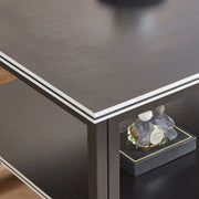 Black Coffee Table with Open Shelf and Metal Frame