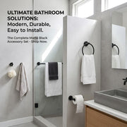 Matte Black Bathroom Towel Rack Set – 5 Piece