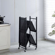 3-Tier Foldable Storage Trolley with Wheels