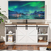 Farmhouse TV Stand with Sliding Barn Doors