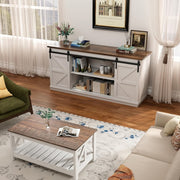 Farmhouse TV Stand with Sliding Barn Doors