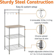 Heavy-Duty Baker's Rack showcasing sturdy steel construction and adjustable shelves for versatile kitchen organization.