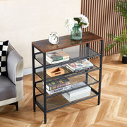 5-Tier Industrial Shoe Rack with Rustic Wood Top