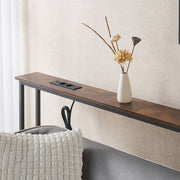 Narrow Sofa Table with Charging Station