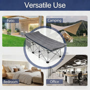 Versatile folding camping cot with mattress for office naps and home guests