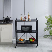 3-Tier Foldable Storage Trolley with Wheels