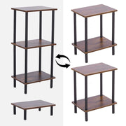 Industrial 2-Tier Side Table CT-331 in a compact design, showcasing its versatile configurations and sturdy structure.