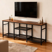 Rustic wood and metal industrial TV stand for living room entertainment center
