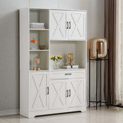 Kitchen Storage Cabinet White LED Buffet