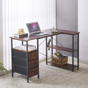 L-Shaped Desk with Power Outlets & Drawers