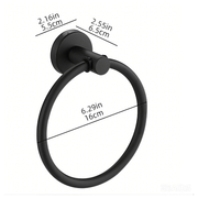 Matte Black Bathroom Towel Rack Set towel ring dimensions showing 6.29in diameter and modern design for stylish bathrooms.