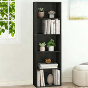 5-tier bookshelf black displaying plants and books