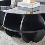 Modern Glass Nesting Coffee Table showcasing sleek design with storage space and a glass top, ideal for modern living rooms.
