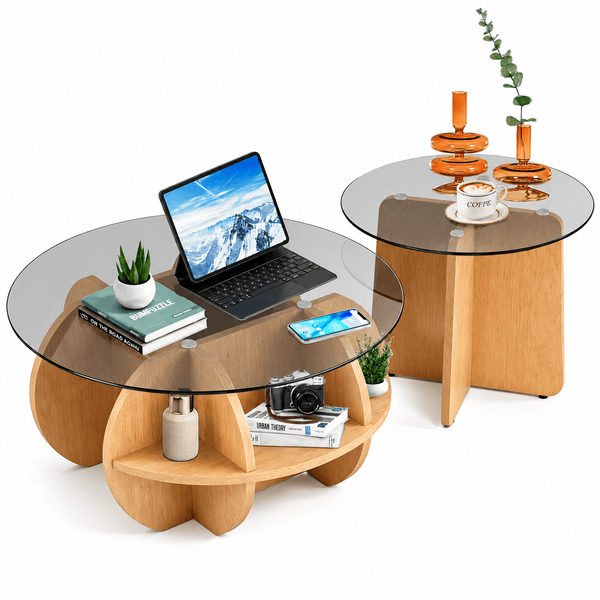 Modern Glass Nesting Coffee Table Set