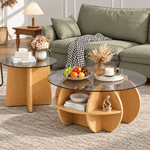 Round glass coffee table set for modern living room furniture
