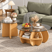Modern Glass Nesting Coffee Table Set