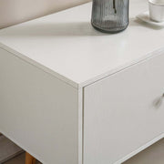 Modern White TV Stand with Storage Shelves