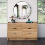 6-Drawer Chest of Drawers SD-30 displayed in a modern room with a mirror and decorative items.