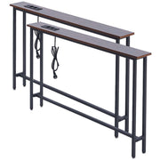 Narrow Sofa Table with Charging Station featuring built-in power outlets and USB ports, ideal for tight spaces.