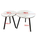 Overall dimensions and size measurements of round nesting coffee table set