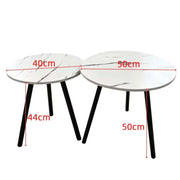 Overall dimensions and size measurements of round nesting coffee table set
