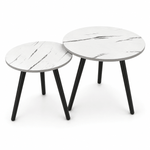 Marble effect nesting coffee table set for living room