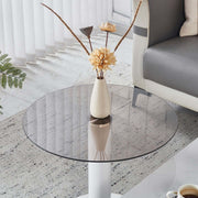 Nesting Coffee Table Set White Stone and Glass