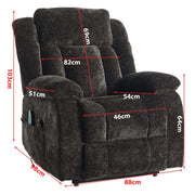 Massage recliner with electric lift assist, remote control and side pocket