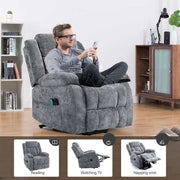 Electric recliner with side pocket, massage function and lumbar heat