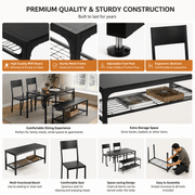 4-Piece dining table set with bench showcasing premium quality construction and storage features for compact spaces.