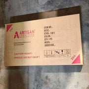 Rattan Flip-Top Shoe Cabinet packaging box with caution warning, delivery and product details visible.