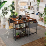 Reversible L-Shaped Computer Desk with industrial rustic charm in a bright home office setting.