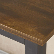 Close-up view of the ArtisanSA Console Table highlighting the rustic wooden top and black metal frame.