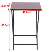 Rustic folding TV tray table dimensions showing height 69.3cm, width 48.2cm, and depth 36.3cm for easy storage.