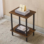 Industrial 2-Tier Side Table CT-331 with books and clock on top in a modern interior setting.