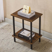 Industrial 2-Tier Side Table CT-331 with books and clock on top in a modern interior setting.
