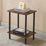 Industrial 2-Tier Side Table CT-331 featuring a compact design with stacked books and a clock on top.