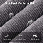 Soft Plush Corduroy Fabric featured in the Corduroy Recliner Chair, showcasing its breathable, soft, smooth and skin-friendly texture.