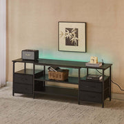 TV Stand with Charging Station featuring smart storage and LED backlighting, perfect for TVs up to 75 inches.