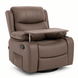 Swivel Rocker Recliner featuring a convenient tray table for ultimate comfort and relaxation.