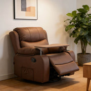 Swivel Rocker Recliner with Tray Table offers ultimate comfort and convenience for relaxing in any living space.