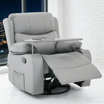 Swivel Rocker Recliner with Tray Table in light grey, perfect for comfort and relaxation in any living space.