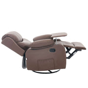 Swivel Rocker Recliner featuring a comfortable side view with a tray table and plush cushioning for relaxation.