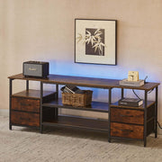 TV Stand with Charging Station featuring drawers and open shelving for storage, designed for modern entertainment areas.