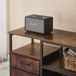TV Stand with Charging Station featuring a stylish speaker on top, showcasing a modern living room setup.