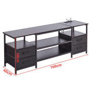 TV Stand with Charging Station featuring sleek design, sturdy construction, and dimensions of 160cm x 40cm x 58cm.