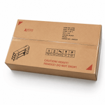 TV Stand with Charging Station packaging box with handling instructions and product details.