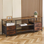 TV Stand with Charging Station featuring sturdy metal design and smart storage for entertainment areas.