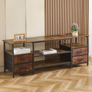 TV Stand with Charging Station featuring sturdy metal design and smart storage for entertainment areas.