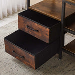 Close-up of TV stand drawers showing sleek black handles, perfect for the TV Stand with Charging Station.